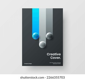 Premium 3D balls leaflet concept. Multicolored catalog cover vector design illustration.