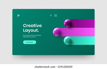 Plantilla de pantalla de sitio de bolas 3D premium. Increíble ilustración de diseño vectorial de banner web.