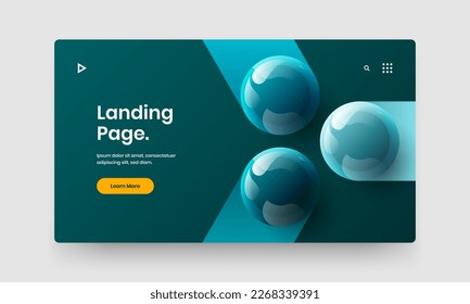 Premium 3D balls website concept. Simple magazine cover vector design template.