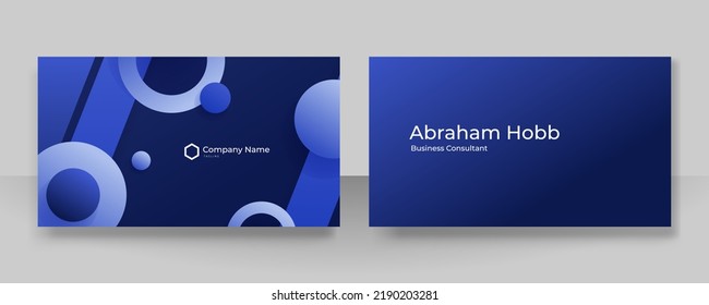 
Premium 3d Business Card Template Design With Dark Blue Geometric Pattern. Vector Horizontal Template For Digital Lux Visit Card, Formal Invitation, Luxury Voucher, Prestigious Gift Certificate