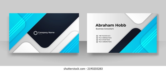 
Premium 3d Business Card Template Design With Dark Blue Geometric Pattern. Vector Horizontal Template For Digital Lux Visit Card, Formal Invitation, Luxury Voucher, Prestigious Gift Certificate