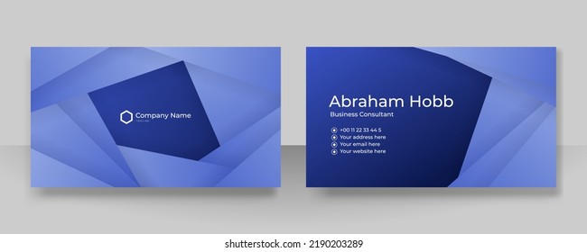 
Premium 3d Business Card Template Design With Dark Blue Geometric Pattern. Vector Horizontal Template For Digital Lux Visit Card, Formal Invitation, Luxury Voucher, Prestigious Gift Certificate