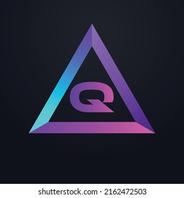 Premium 3D Initial letter Q logo, triangle icon design, vector illustration