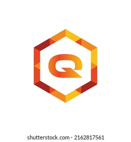 Premium 3D Initial letter Q logo, icon design, Polygon style vector illustration