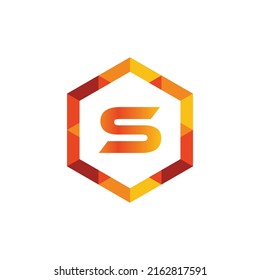 Logotipo de letra inicial S premium 3D, diseño de iconos, ilustración vectorial estilo polígono
