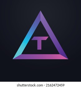 Premium 3D Initial letter T logo, triangle icon design, vector illustration