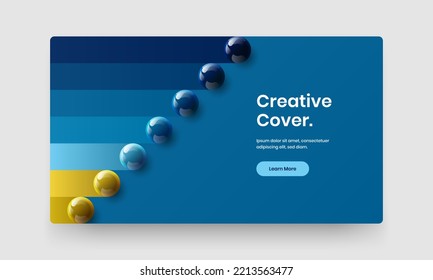 Premium 3D spheres corporate brochure layout. Colorful magazine cover design vector template.