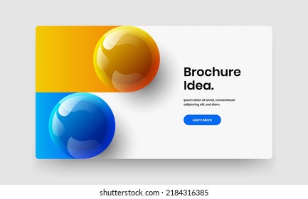 Premium 3D spheres flyer template. Geometric cover vector design concept.