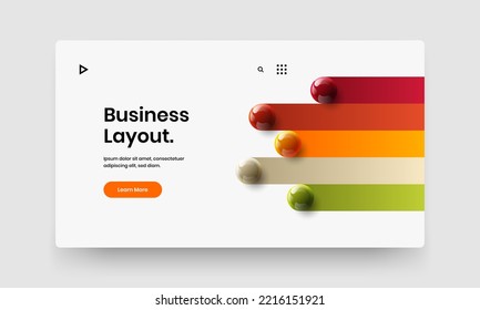 Premium 3D spheres leaflet layout. Amazing flyer design vector illustration.