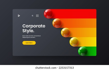 Premium 3D spheres placard layout. Modern journal cover vector design template.