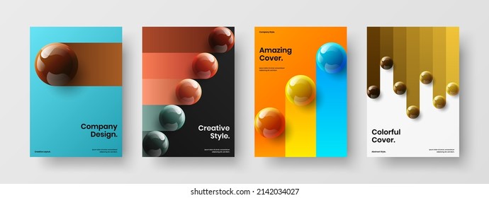 Premium 3D spheres presentation concept collection. Abstract poster design vector template set.