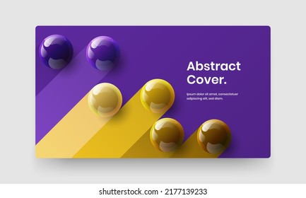 Premium 3D spheres website screen template. Unique book cover vector design layout.