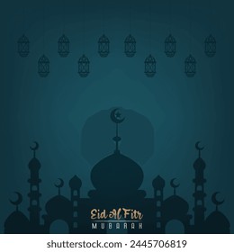 premium 3d vector design social media template greeting Eid al-Fitr, gold and white colors	