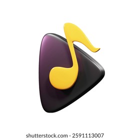 A premium 3D vector render design of a play music icon, ideal for music apps, audio streaming platforms, and multimedia projects. This modern, customizable icon brings a dynamic and stylish l