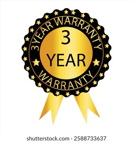  Premium 3-year warranty badge with a gold and black design, ensuring product reliability, quality assurance, and extended service guarantee.