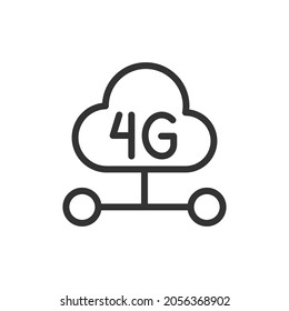 Premium 4g line icon for app, web and UI. Vector stroke sign isolated on a white background. Outline icon of 4g in trendy style.