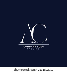 Premium Un primer logotipo de negocio de alfabeto basado en color blanco sobre fondo azul.