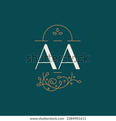premium AA logo monogram with gold circle frame. luxury initials design minimal modern typeface.