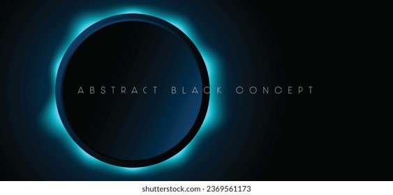 Premium abstract background with blue effects coming out from circle.Luxury dark geometric elements.Ideas for wallpaper, poster, brochure, presentation, website etc. Vector illustration.