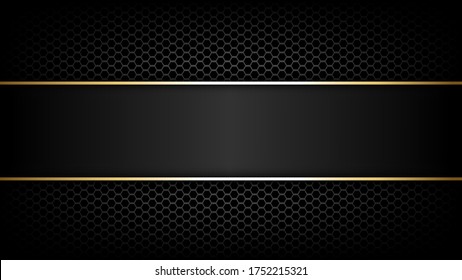 Premium abstract background with Carbon fibre texture and gold line, vector illustration