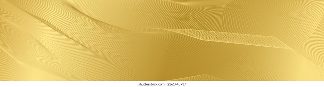 Premium abstract background design with diagonal line pattern waves in gold colour. Vector horizontal gold template for web banner, invitation, luxury flyer, business voucher, gift certificate.