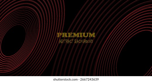 Fondo abstracto de Premium con líneas curvas concéntricas rojas elegantes en negro, diseño futurista moderno ideal para la marca de lujo, carteles, Anuncios y medios digitales