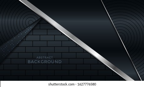 Premium abstract background with silver lines isolated on dark blue background. Premium Vector. Eps 10