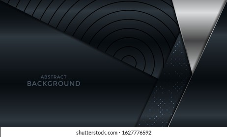 Premium abstract background with silver lines isolated on dark blue background. Premium Vector. Eps 10