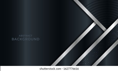 Premium abstract background with silver lines isolated on dark blue background. Premium Vector. Eps 10