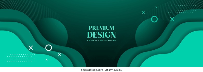 Premium Abstract Green Wave Background with Modern Minimalist Elements