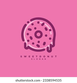 Premium abstract linear sweet pink donut pastry logo design vector 