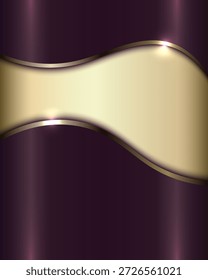 Fondo de lujo abstracto premium de textura metálica púrpura profunda y onda dorada fluida diseñada para la marca corporativa y elegantes invitaciones de gala
