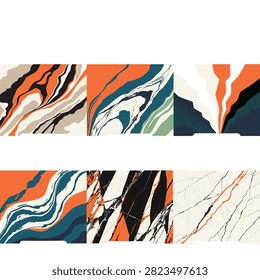 Premium Abstract Marble Texture Collection Set with Luxury Fluid Stone Backgrounds and Gold Veins