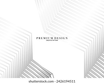 Premium abstract white background with layers of black and gray gradient stripe pattern. Modern vector background.
