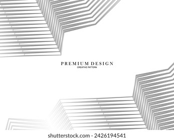 Premium abstract white background with layers of black and gray gradient stripe pattern. Modern vector background.