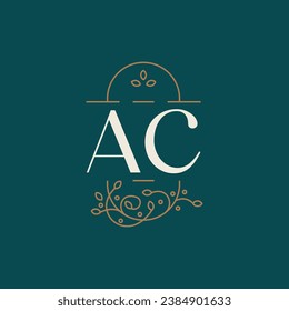 monograma de logotipo de CA premium con marco de círculo dorado. el diseño de las iniciales de lujo es minimalista y moderno.