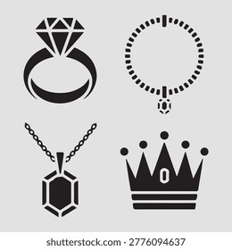 Premium accessory icons solid style ideal for jewelry branding luxury collections and ecommerce visuals