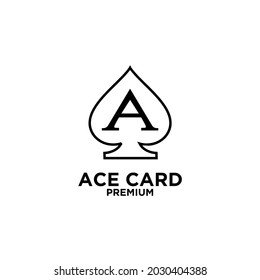 premium ace card black line vector logo icon design