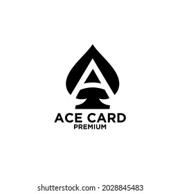 premium ace card black vector logo icon design