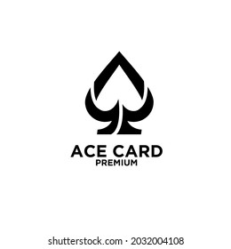 premium ace card black vector logo icon design
