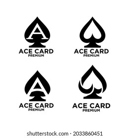premium ace card black vector logo icon design