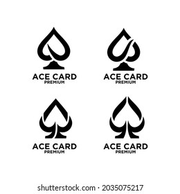 premium ace card black vector logo icon design