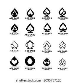 premium ace card black vector logo icon design