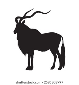 Premium Addax Silhouette with Crisp and Smooth Outlines - Addax Vector - Addax Illustration