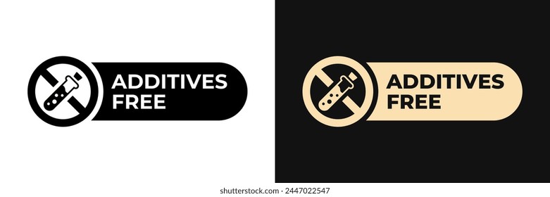 Premium Additives Free label vector design for packaging. No additives icon gold illustration, logo, symbol, sign, stamp, tag, emblem, mark or seal for package. Chemical allergens free product sticker