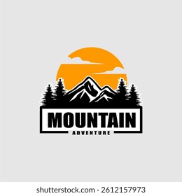 premium adventure mountain outdoor logo illustration