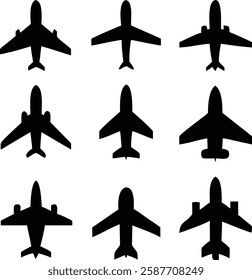 Premium Airplane Silhouette Collection - Vector Aircraft Icons for Design Projects