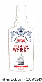 Premium alcohol label Silver vintage typography vector, label template