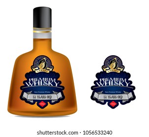 Premium alcohol label Vintage typography with bottle mock-up