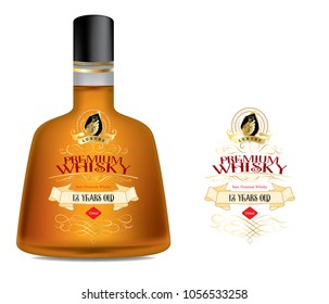 Premium alcohol label Vintage typography with bottle mock-up